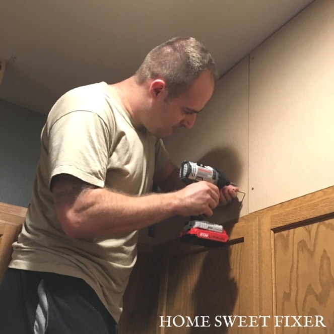 Drilling Plywood Faux Kitchen Cabinets-HOME SWEET FIXER